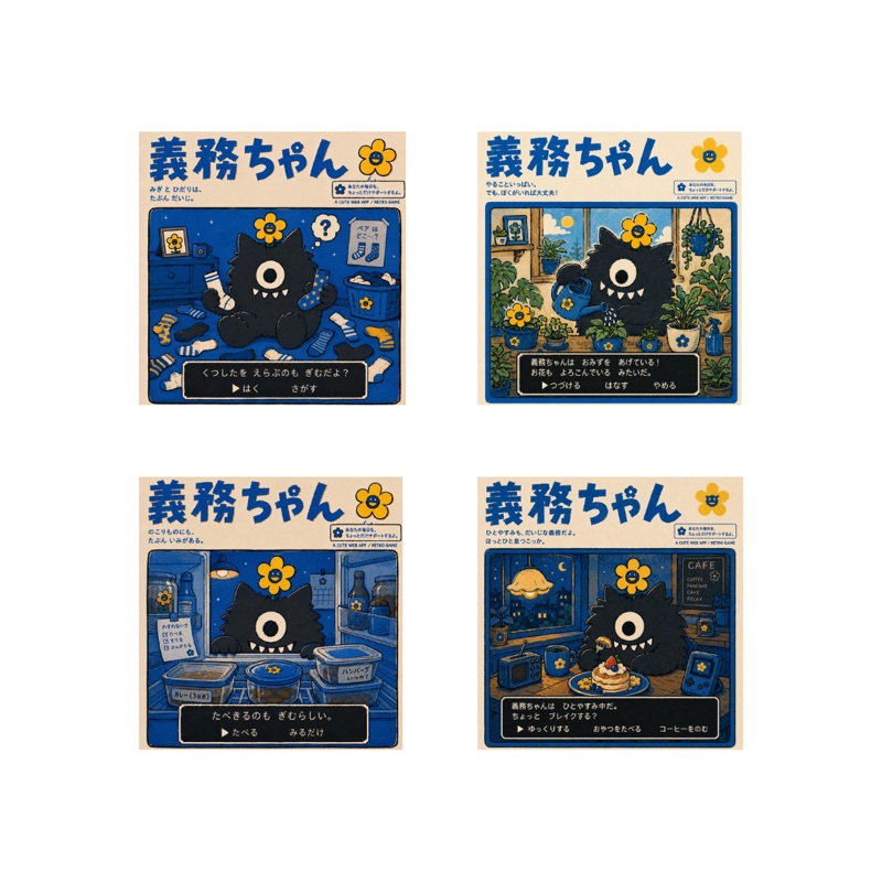 義務ちゃん。ステッカー4種セット